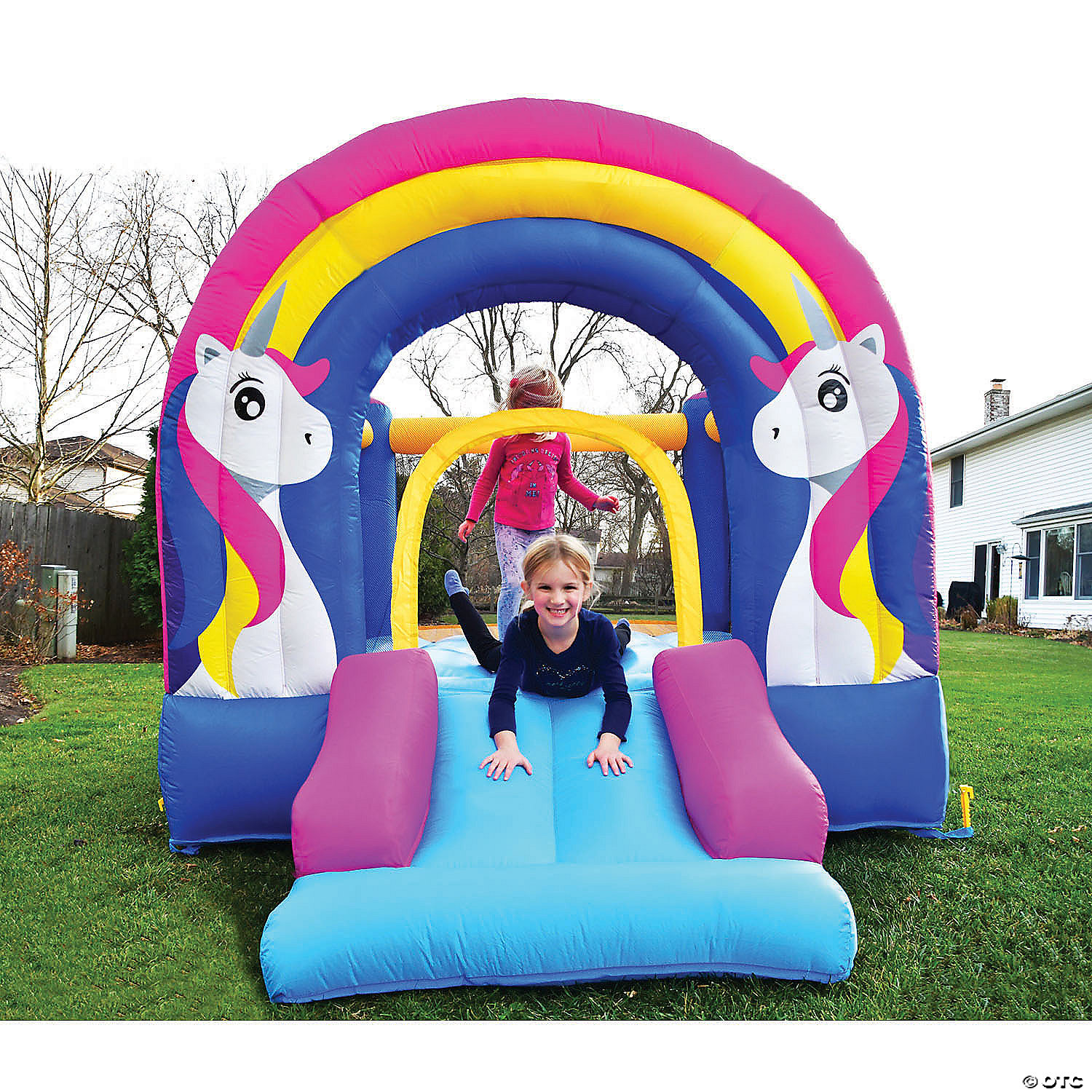 Bounceland Rainbow Unicorn Bounce House and Slide MW Bounceland Rainbow Unicorn Bounce House And Slide -MindWare SHOP bounceland rainbow unicorn bounce house and slide14097508 a03
