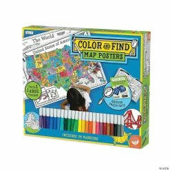 MW Color & Find Map Posters: USA And World