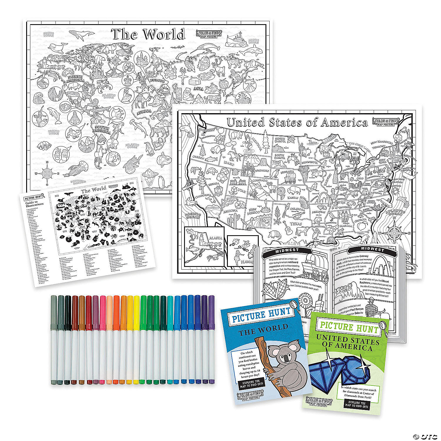 Color & Find Map Posters: USA and World MW Color & Find Map Posters: USA And World -MindWare SHOP color and find map posters usa and world14090579 a02