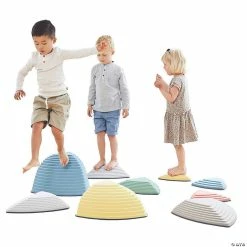 MW GONGE - River Stones & Hilltops Combo Set: The Original Non-Slip Stepping Stones For Kids, Nordic Colors, Set Of 9