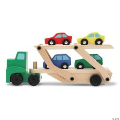 MW Melissa & Doug Car Carrier Truck & Cars Wooden Toy Set