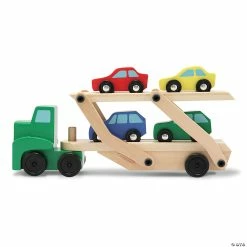 MW Melissa & Doug Car Carrier Truck & Cars Wooden Toy Set