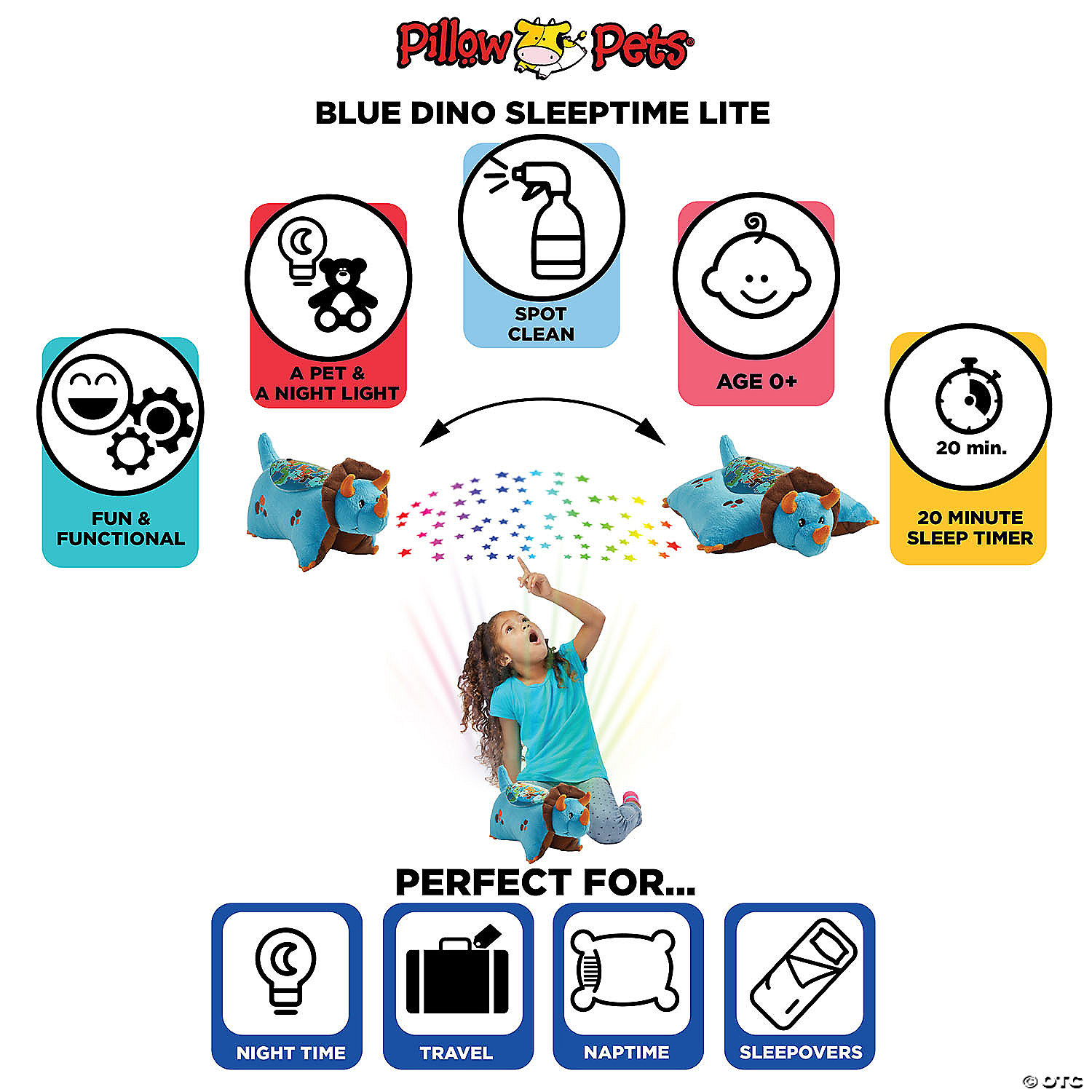 Pillow Pet - Blue Dinosaur Sleeptime Lite MW Pillow Pet - Blue Dinosaur Sleeptime Lite -MindWare SHOP pillow pet blue dinosaur sleeptime lite14166812 a05