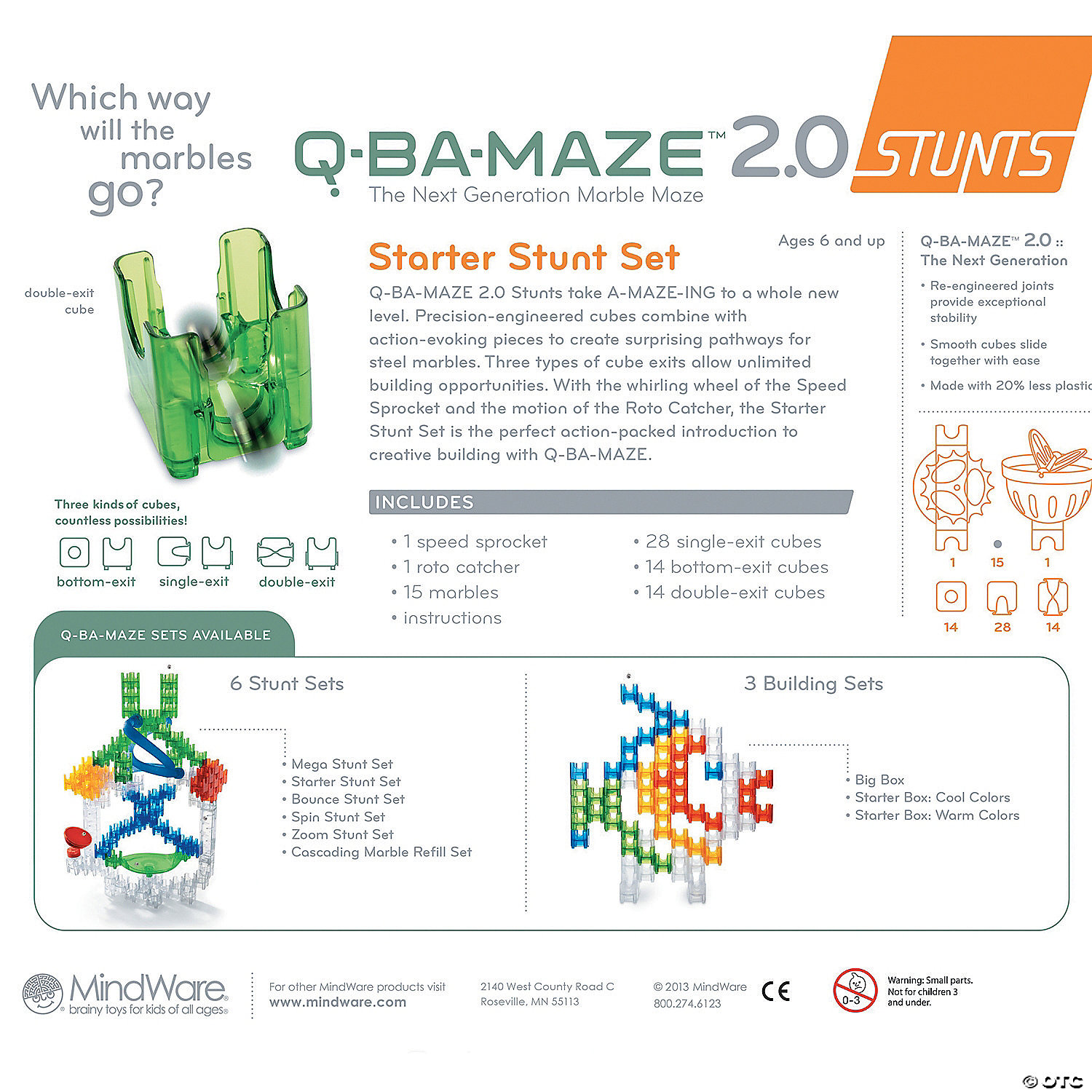 Q-BA-MAZE 2.0: Starter Stunt Set MW Q-BA-MAZE 2.0: Starter Stunt Set -MindWare SHOP q ba maze 2 0 starter stunt set62068 a02