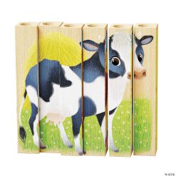 MW Quercetti Mix-N-Match Wood Puzzle, Baby Farm Animals -MindWare SHOP quercetti mix n match wood puzzle baby farm animals14272597 a02